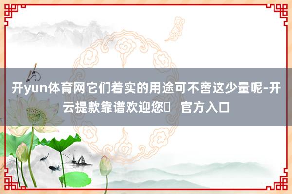 开yun体育网它们着实的用途可不啻这少量呢-开云提款靠谱欢迎您✅ 官方入口