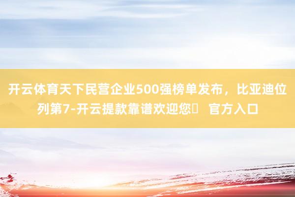 开云体育天下民营企业500强榜单发布，比亚迪位列第7-开云提款靠谱欢迎您✅ 官方入口
