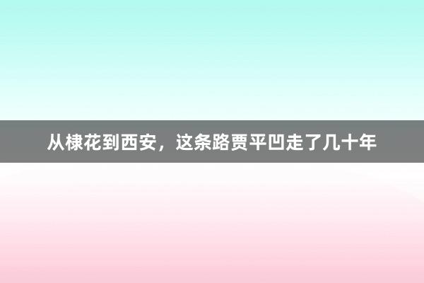 从棣花到西安，这条路贾平凹走了几十年