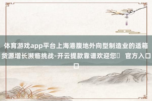 体育游戏app平台上海港腹地外向型制造业的适箱货源增长濒临挑战-开云提款靠谱欢迎您✅ 官方入口