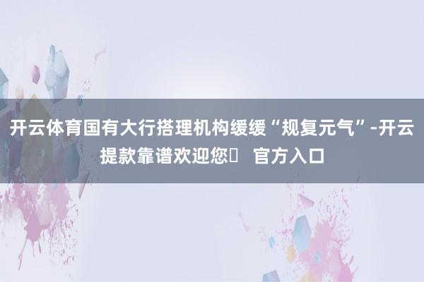 开云体育国有大行搭理机构缓缓“规复元气”-开云提款靠谱欢迎您✅ 官方入口