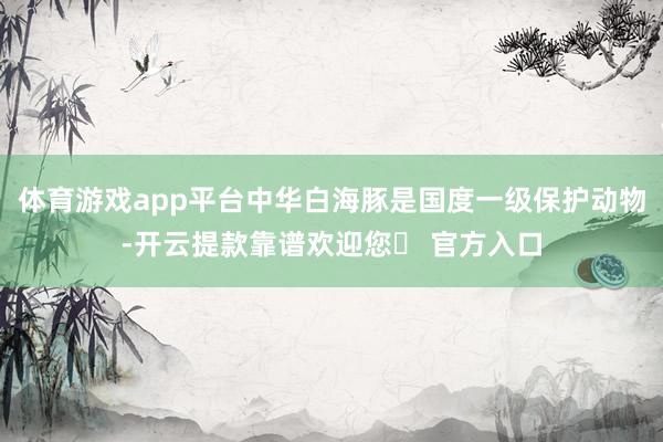 体育游戏app平台中华白海豚是国度一级保护动物-开云提款靠谱欢迎您✅ 官方入口
